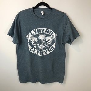Lynyrd Skynyrd T Shirt Gray Skull Wings Graphic M